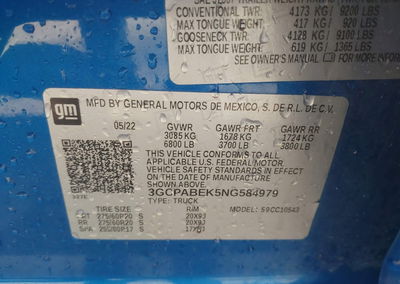 2022 Chevrolet Silverado 1500 2wd  Short Bed Custom, daño Generalizado, Iaai lote 44635847, foto 9 de 20