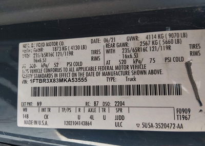 2021 Ford Transit-250 Cargo Van, uszkodzenie: Grad, Iaai lot 44603422, zdjęcie 9 z 16