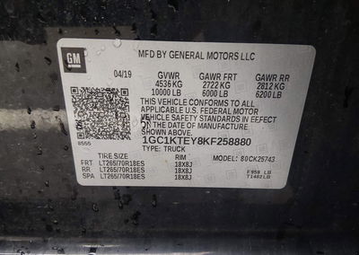 2019 Chevrolet Silverado 2500hd Ltz, Right Front damage, Iaai lot 44977343, photo 9 of 16