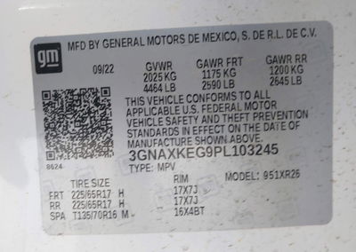 2023 Chevrolet Equinox Fwd Lt, пошкодження: Передня частина, Iaai лот 45063388, фото 9 з 21