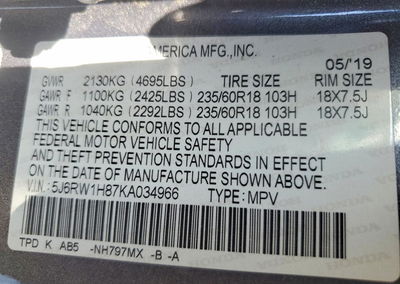 2019 Honda Cr-v Exl, All Over damage, Copart lot 47552696, photo 13 of 13