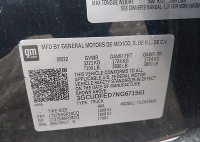 2022 Chevrolet Silverado 1500 4wd  Short Bed Lt Trail Boss, daño Frontal, Iaai lote 45048668, foto 9 de 16
