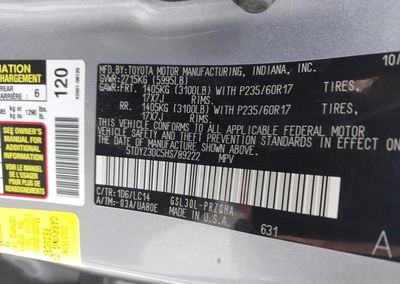 2017 Toyota Sienna Xle Premium 8 Passenger, Biohazard damage, Iaai lot 43482613, photo 9 of 15