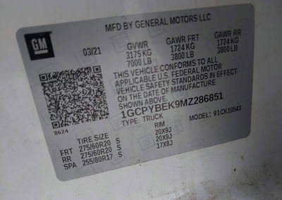 2021 Chevrolet Silverado 1500 4wd  Short Bed Custom, пошкодження: Град, Iaai лот 45025323, фото 9 з 16