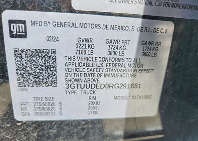 2024 Gmc Sierra K1500 Slt, пошкодження: Град, Copart лот 54396516, фото 12 з 12