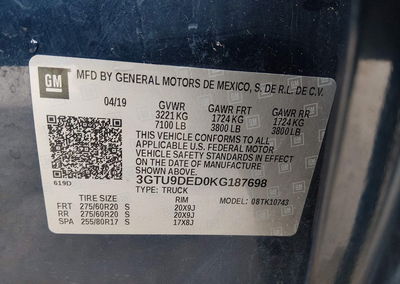 2019 Gmc Sierra 1500 Slt, пошкодження: Задня частина, Iaai лот 44854954, фото 9 з 16
