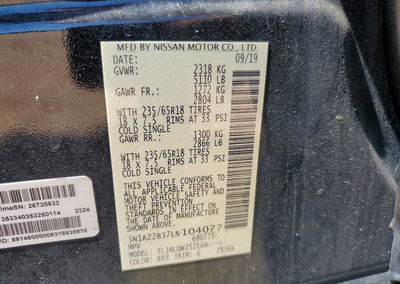 2020 Nissan Murano Sv, uszkodzenie: Przód, Copart lot 51959526, zdjęcie 14 z 16