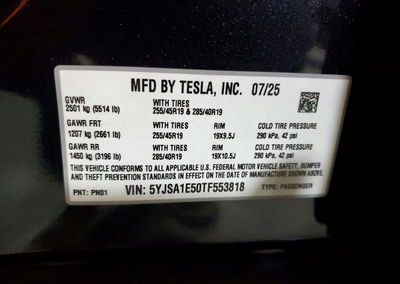 2026 Tesla Model S, uszkodzenie: Tył, Copart lot 53606936, zdjęcie 12 z 14