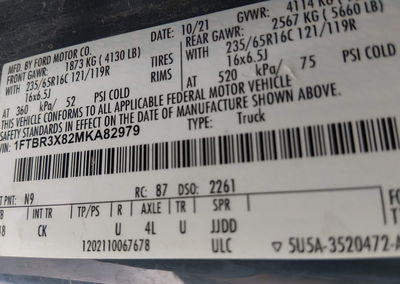 2021 Ford Transit-250 Cargo Van, Normal Wear & Tear damage, Iaai lot 45092754, photo 9 of 16