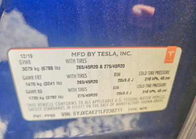 2020 Tesla Model X, daño Frontal, Copart lote 57231956, foto 12 de 14