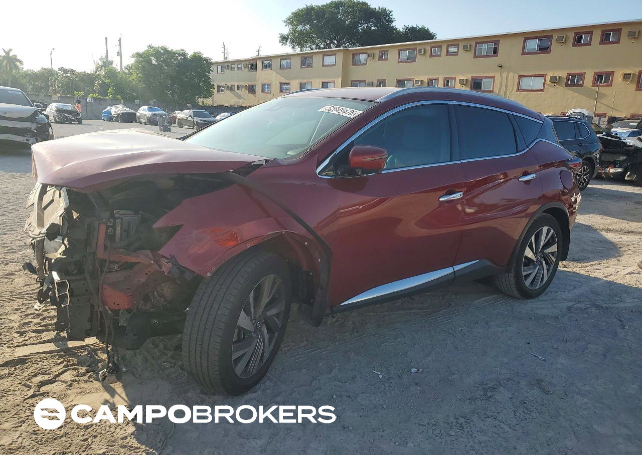 2021 Nissan Murano Sl, daño Frontal, Copart lote 52049476