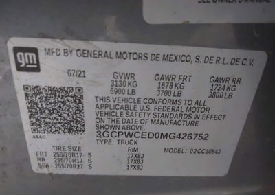 2021 Chevrolet Silverado 1500 2wd  Short Bed Lt, uszkodzenie: Przód, Iaai lot 44994529, zdjęcie 9 z 16