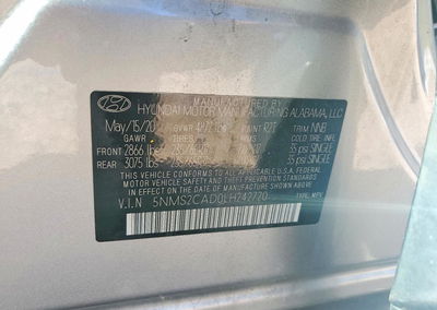 2020 Hyundai Santa Fe Se, daño Frontal, Copart lote 49387736, foto 13 de 13