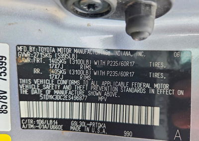 2014 Toyota Sienna Xle 8-passenger, daño Frontal, Copart lote 56525946, foto 13 de 15