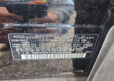 2022 Hyundai Santa Fe Limited, uszkodzenie: Grad, Copart lot 50331766, zdjęcie 13 z 15
