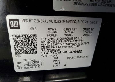 2021 Chevrolet Silverado K1500 Trail Boss Custom, daño Abolladuras/rayones menores, Copart lote 51474776, foto 12 de 12