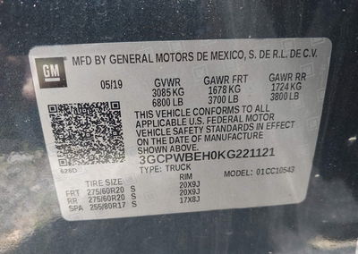 2019 Chevrolet Silverado 1500 Custom, daño Frontal derecho, Iaai lote 45268543, foto 9 de 16
