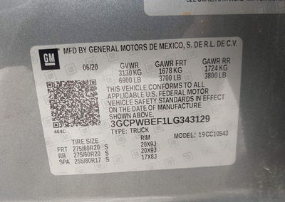 2020 Chevrolet Silverado 1500 2wd  Short Bed Custom, uszkodzenie: Przód, Iaai lot 44838653, zdjęcie 9 z 20