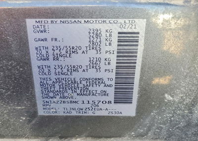 2021 Nissan Murano Sv, daño Frontal, Copart lote 52615696, foto 13 de 15