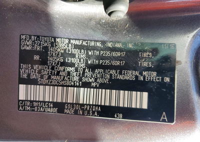 2017 Toyota Sienna Xle Premium 8-passenger, Front End damage, Copart lot 55233296, photo 13 of 13