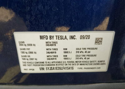 2020 Tesla Model S Long Range Dual Motor All-wheel Drive/long Range Plus Dual Motor All-wheel Drive, daño Lateral derecho,