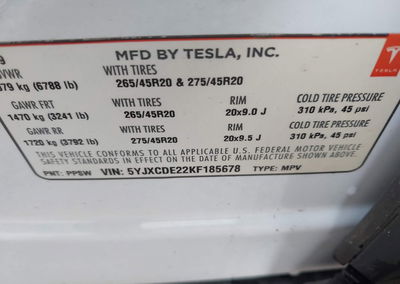 2019 Tesla Model X 100d/75d/long Range/standard Range, daño Frontal, Iaai lote 44985658, foto 9 de 21