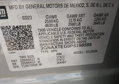 2023 Chevrolet Equinox Awd 2fl, Left Rear damage, Iaai lot 44909500, photo 9 of 16