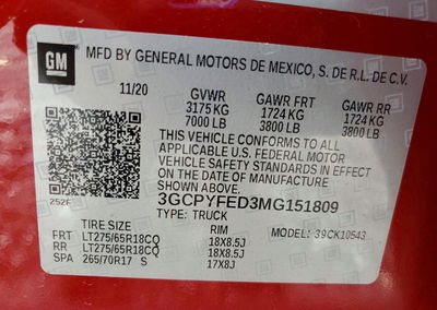 2021 Chevrolet Silverado K1500 Lt Trail Boss, uszkodzenie: Przód, Copart lot 57690736, zdjęcie 12 z 14