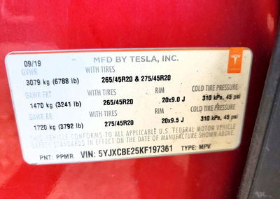 2019 Tesla Model X, Hail damage, Copart lot 57427286, photo 13 of 13