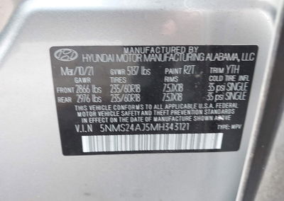2021 Hyundai Santa Fe Sel, daño Trasero, Iaai lote 45239656, foto 9 de 16