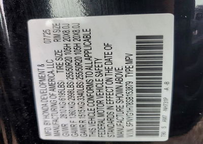 2025 Honda Pilot Touring, daño Lateral, Copart lote 51590316, foto 13 de 13