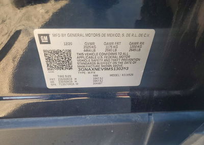 2021 Chevrolet Equinox Premier, Hail damage, Copart lot 52852596, photo 13 of 13