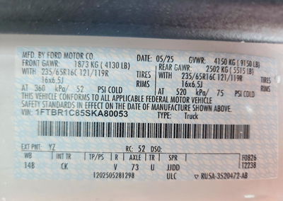 2025 Ford Transit 250 Delivery Van, Rear End damage, Copart lot 54141796, photo 13 of 15