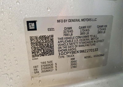2021 Chevrolet Silverado K1500 Custom, uszkodzenie: Tył, Copart lot 50804606, zdjęcie 12 z 12