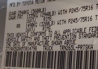 2021 Toyota Tacoma Sr, Rollover damage, Iaai lot 44906909, photo 9 of 15