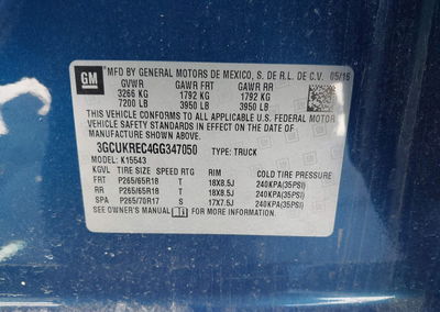 2016 Chevrolet Silverado 1500 2lt, uszkodzenie: Lewy przód, Iaai lot 44901178, zdjęcie 9 z 16