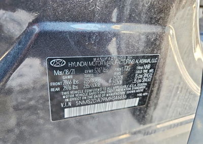 2021 Hyundai Santa Fe Sel, Rear End damage, Copart lot 56059106, photo 12 of 12
