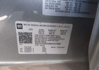 2022 Chevrolet Silverado 1500 Ltd 4wd  Short Bed Lt, uszkodzenie: Przód, Iaai lot 45149599, zdjęcie 9 z 16
