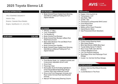 2025 Toyota Sienna Le, uszkodzenie: Podwozie, Copart lot 89548395, zdjęcie 13 z 14