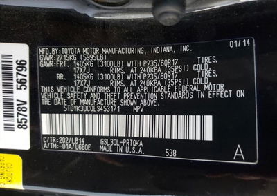2014 Toyota All Models Sienna, Rear End damage, Copart lot 59478483, photo 10 of 10