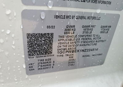 2022 Chevrolet Silverado Ltd C1500 Custom, daño Granizo, Copart lote 56288236, foto 12 de 12