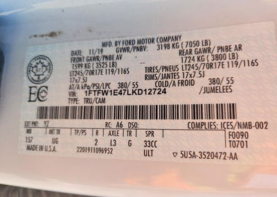 2020 Ford F150 Supercrew, Front End damage, Copart lot 56618296, photo 13 of 13
