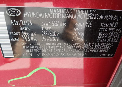 2023 Hyundai Santa Fe Sel, daño Frontal, Iaai lote 45309431, foto 9 de 21