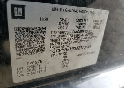 2021 Chevrolet Silverado K1500 Custom, Front End damage, Copart lot 91781585, photo 12 of 14