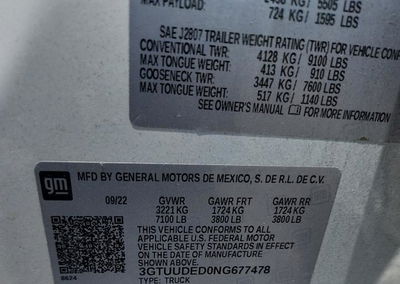2022 Gmc Sierra K1500 Slt, daño Techo, Copart lote 56431296, foto 12 de 14