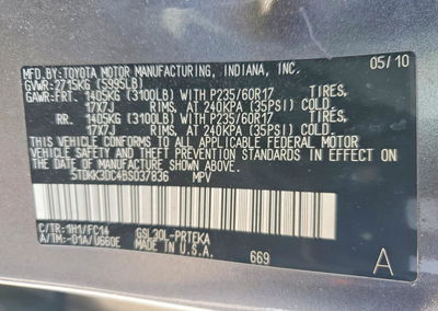 2011 Toyota Sienna Le, uszkodzenie: Tył, Copart lot 75628545, zdjęcie 13 z 14