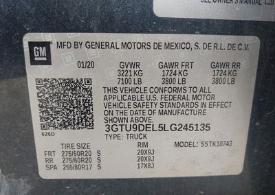 2020 Gmc Sierra 1500 4wd  Standard Box Slt, daño Frontal, Iaai lote 45409871, foto 9 de 17