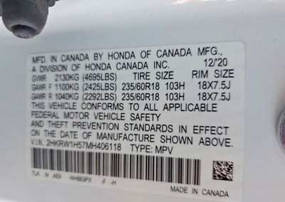 2021 Honda Cr-v Ex, daño Frontal, Copart lote 56633276, foto 14 de 16