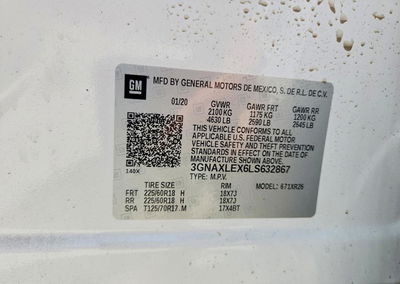 2020 Chevrolet Equinox Lt, daño Frontal, Copart lote 58484366, foto 13 de 15