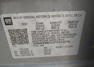 2023 Chevrolet Equinox Awd Rs, Left Rear damage, Iaai lot 44876927, photo 9 of 16